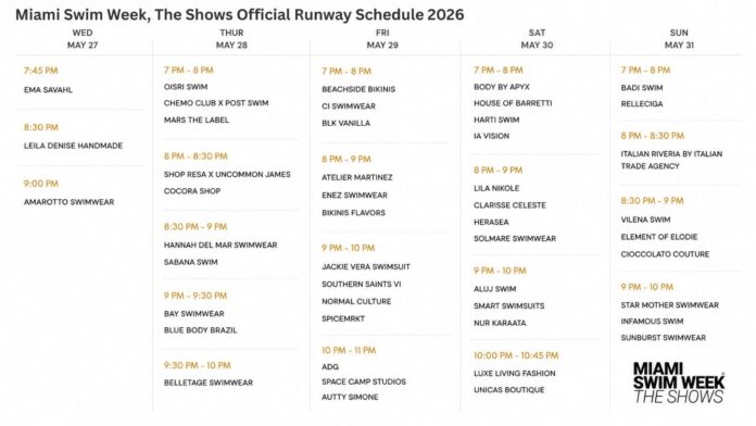 Miami Swim Week The Shows official runway schedule 2026